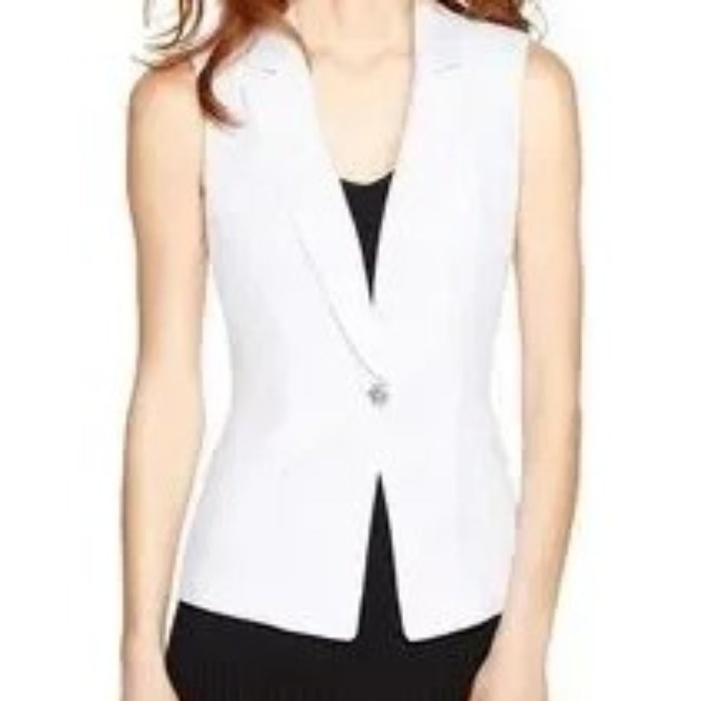 White House Black Market White Linen Vest - 8